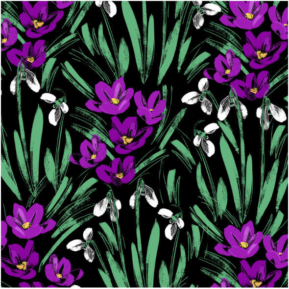 Tkanina 26749 | snowdrops and crocuses 