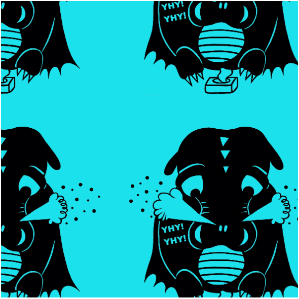 Fabric 26947 | Zakatarzony smoczek turkusowy