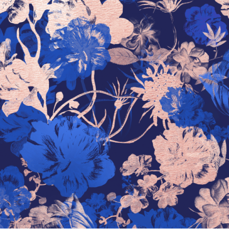 Fabric 26996 | Big gold and blue flowers