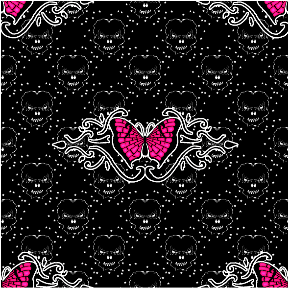 Fabric 27181 | czaszka motyl ciemny duży