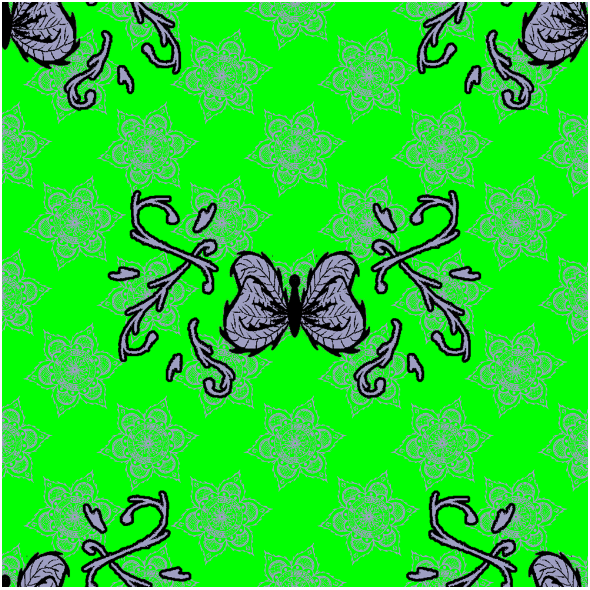 Fabric 27309 | motyl mandala jasny zielony duży