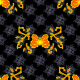 Fabric 27310 | motyl mandala ciemny pomaraniczowy duży