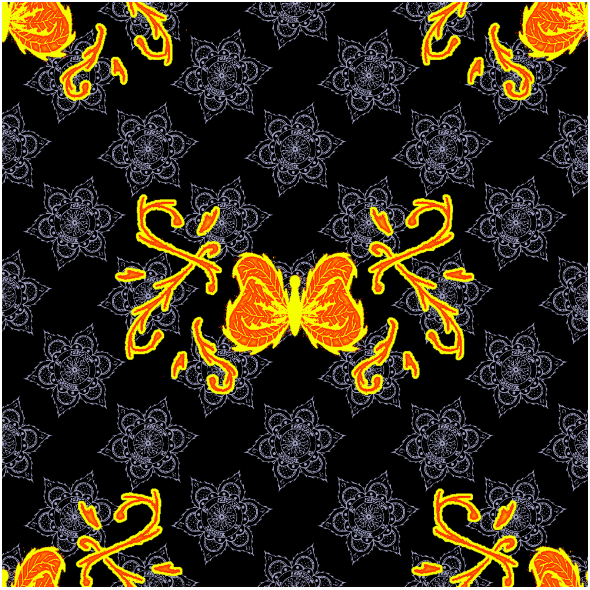 Fabric 27310 | motyl mandala ciemny pomaraniczowy duży