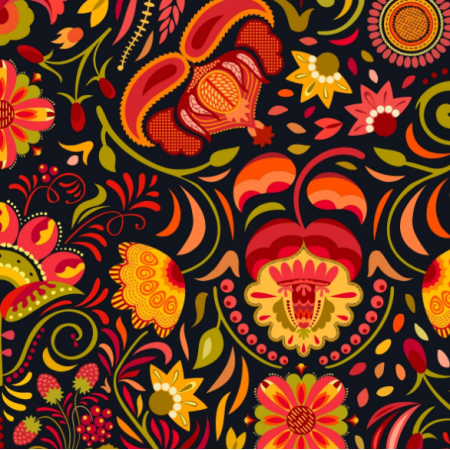 Tkanina 27605 | Fabulous fancy whimsical folksy floral arrangement