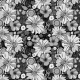 Tkanina 27665 | Summer Garden - Black and White Painterly Design - large flower 10 cm