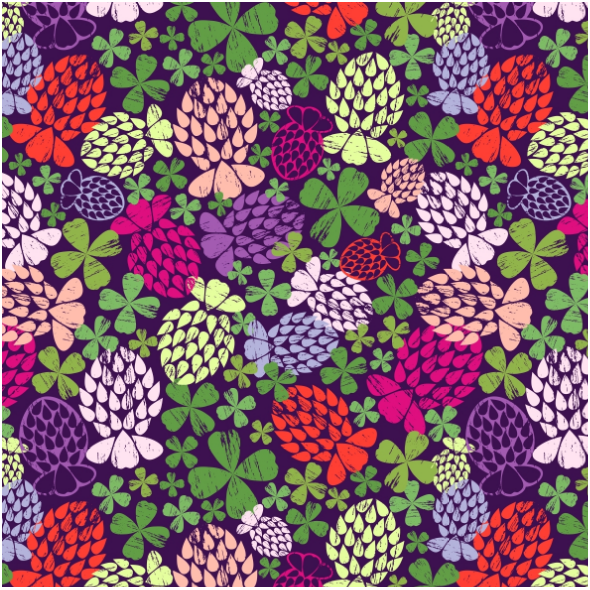 Fabric 27667 | Live in four-leafed clover ditsy print small scale, average 3,5 cm