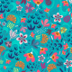 Tkanina 27672 | Paper hand cut bright floral and various shapes nature inspired ditsy scale pattern