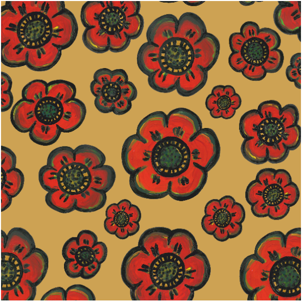 Tkanina 27729 | Maki złote