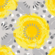 Tkanina 27943 | Yellow and gray textured circles, dots, shapes 5 in, jumbo scale