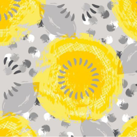 27943 | Yellow and gray textured circles, dots, shapes 5 in, jumbo scale
