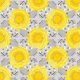 Tkanina 27943 | Yellow and gray textured circles, dots, shapes 5 in, jumbo scale