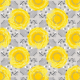 Tkanina 27943 | Yellow and gray textured circles, dots, shapes 5 in, jumbo scale