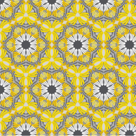 Tkanina 27944 | Yellow and grey curved banana like shapes geometric abstract 3 in