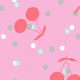 Tkanina 28236 | cherries on a pink background with colorful polka dots0