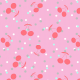 Fabric 28236 | cherries on a pink background with colorful polka dots0