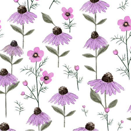 Fabric 28248 | wild flowers on white background