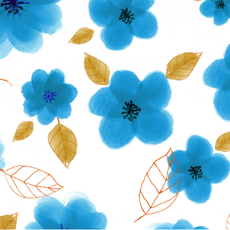 Fabric 28256 | Blue flowers on white background.