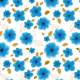 Tkanina 28256 | Blue flowers on white background.