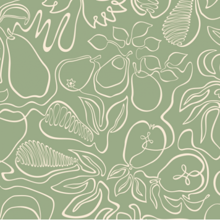 Fabric 28264 | Pears and birds continuous line contour