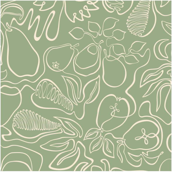 Fabric 28264 | Pears and birds continuous line contour