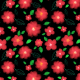 Tkanina 28305 | Red Flowers on black background.