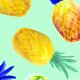 Tkanina 28306 | Colorful pineapple on mint background.