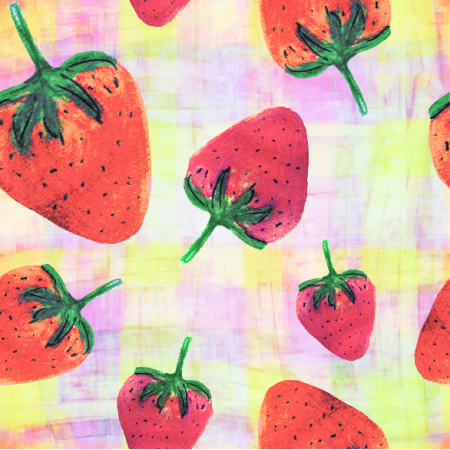 Fabric 28314 | strawberries on a pastel background