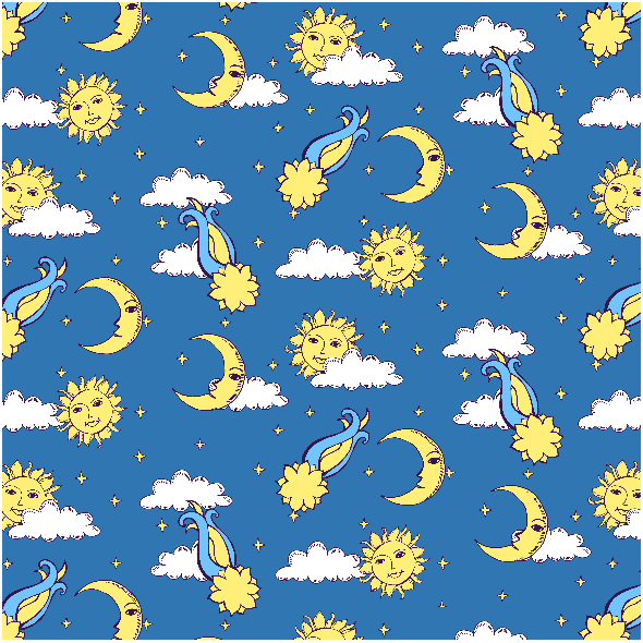 Fabric 2965 | sun, moon and comets