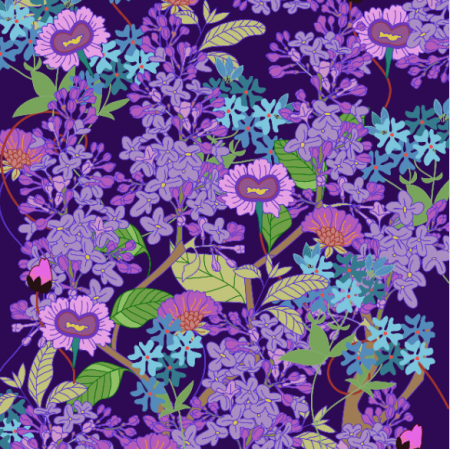 Tkanina 28383 | Purple flowers
