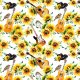 Fabric 28395 | SŁONECZNIKI I MUZYKA COUNTRY - BIAŁE TŁO