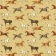 Fabric 28401 | DZIKIE KONIE NA MUSZTARDOWYM TLE