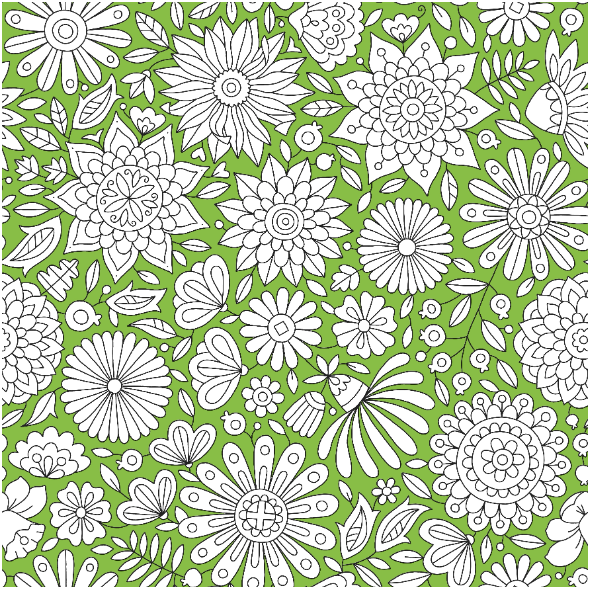 Fabric 28417 | Zielone Kwiaty Do Kolorowania Anna Grunduls Design