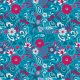 Tkanina 28418 | Blue waterways paisley splashes with red aquatic fancy plants
