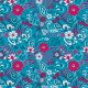 Tkanina 28418 | Blue waterways paisley splashes with red aquatic fancy plants