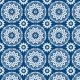 Tkanina 28488 | Floral geometric mandala with hearts and anchors in classic blue colors