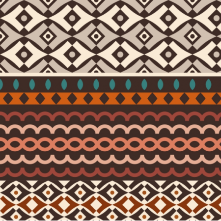 Tkanina 28594 | Tribal v shapes and circles earthy tones geometric