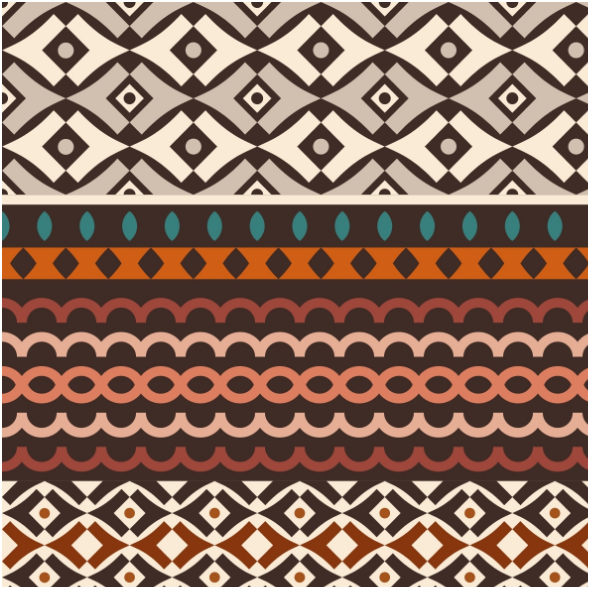 Tkanina 28594 | Tribal v shapes and circles earthy tones geometric