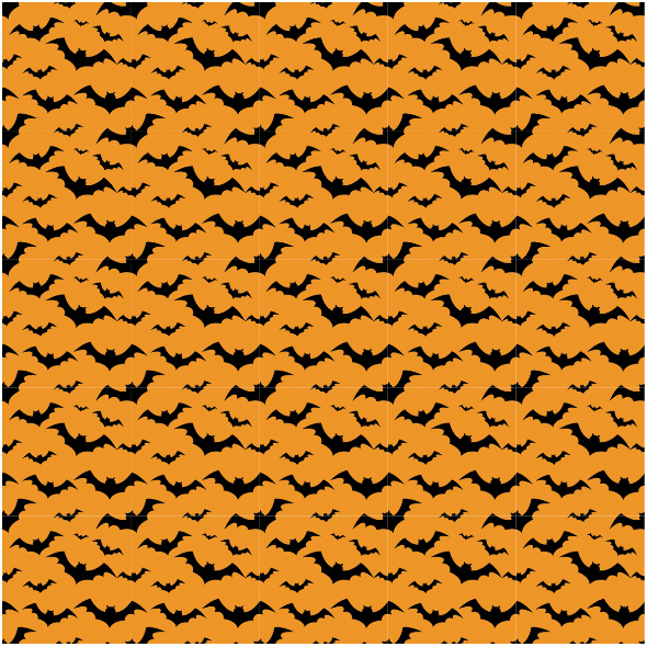 Fabric 28595 | Nietoperze na pomaranczowym XS