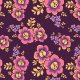 Tkanina 28765 | Ornamentalne różowo-fioletowe kwiaty w stylu retro na purpurowym tle