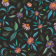 Fabric 28788 | Beauteous  echinacea, coneflower field, scattered, herbal medicine concept pastel hues on dark