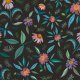 Tkanina 28788 | Beauteous  echinacea, coneflower field, scattered, herbal medicine concept pastel hues on dark