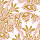 Tkanina 29422 | Enchanting flowering climbing vine pink and mustard, medium scale