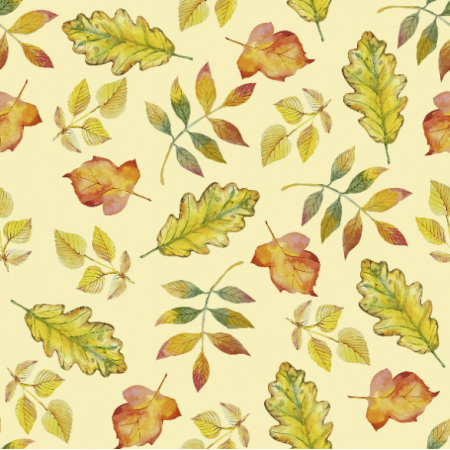 Fabric 29432 | Jesienne liście na żółtym