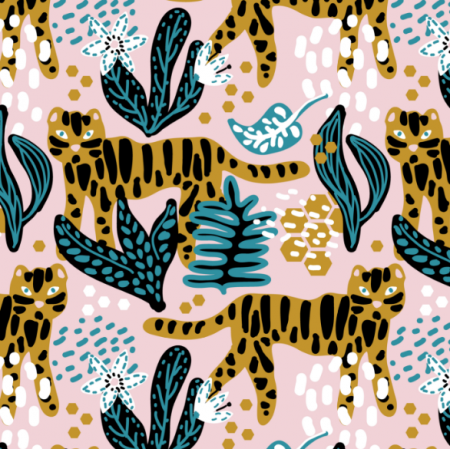 30370 | Baby mustard tigers in the forest on pink 0