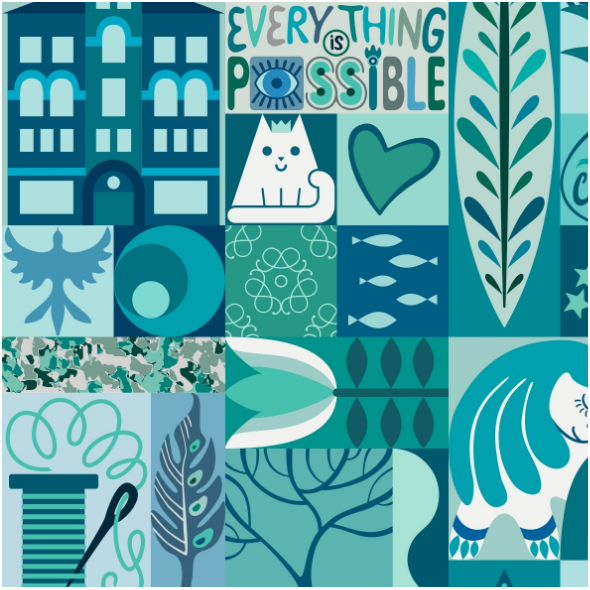 Tkanina 30377 | Everything is possible collage