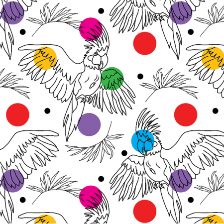 Fabric 30576 | Parrots with dotts