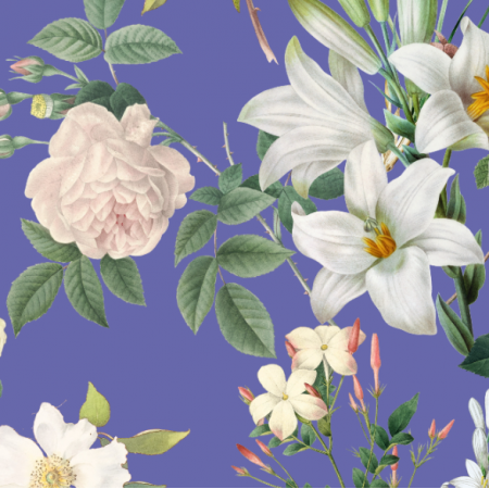 Fabric 30591 | Duże Białe Kwiaty - Veri Peri