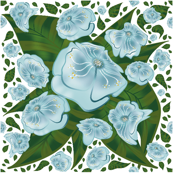Tkanina 30706 | KWIATY BLUE SKY 1