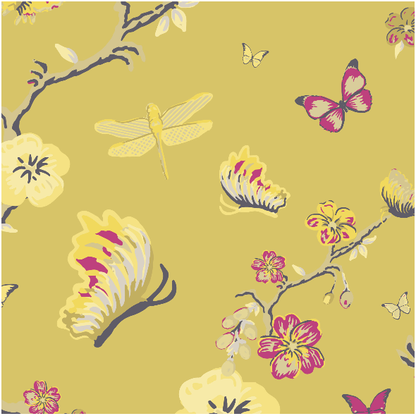 Fabric 3195 | japanese garden, yellow 
