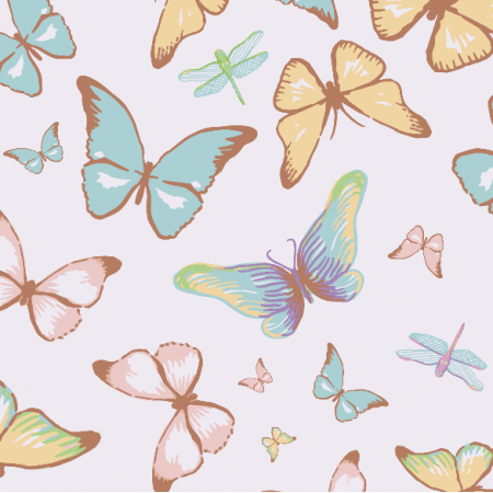 Tkanina 3197 | butterflies, lilac